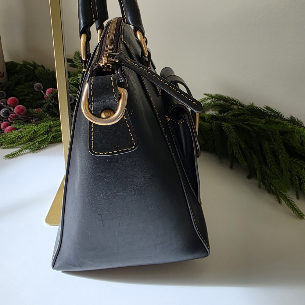 Dooney & Bourke Emerson Satchel/Crossbody Black Florentine Leather Gold Hardware - Picture 3 of 13